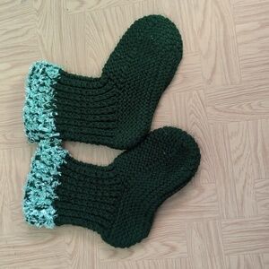 Green knit slipper socks